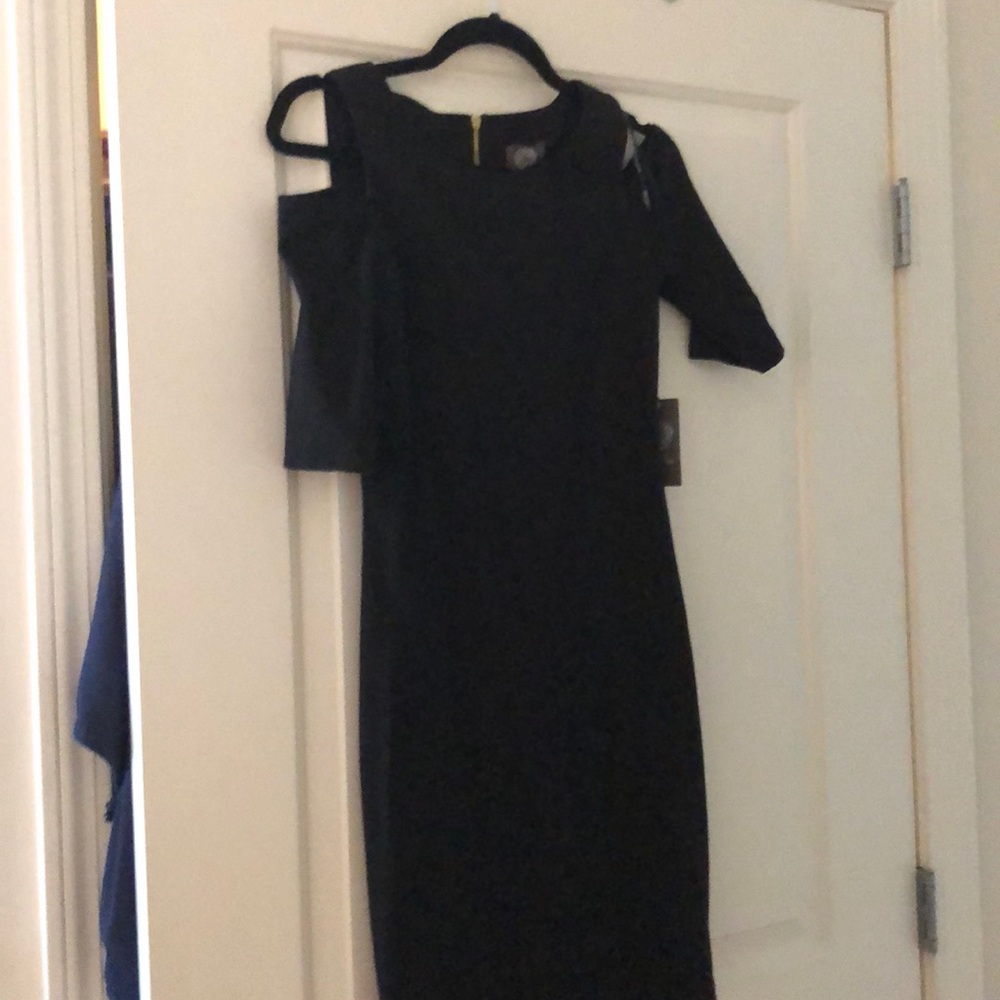 Cold shoulder little black dress